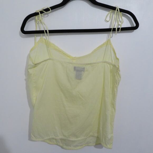 Wet Seal Womens Sz S Light Yellow Tie Straps Floral Detail Cotton Cami Y2K - Picture 2 of 7